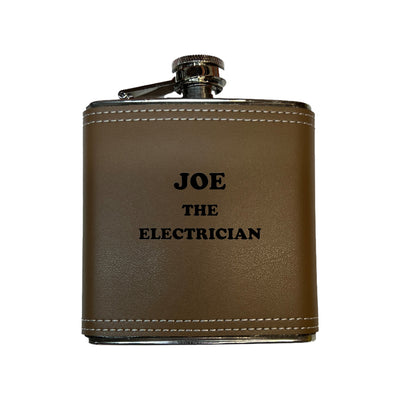 8oz PERSONALIZED Joe the Electrician Plumber Flask