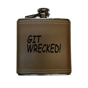 8OZ Git Wrecked Flask - BLACK, RED, STAINLESS, OR 6OZ LEATHER