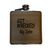 8OZ PERSONALIZED - Git Wrecked Flask - BLACK, RED, STAINLESS, OR 6OZ LEATHER