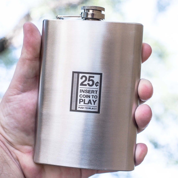 8oz Insert Coin To Play Stainless Steel flask