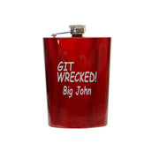 8OZ PERSONALIZED - Git Wrecked Flask - BLACK, RED, STAINLESS, OR 6OZ LEATHER