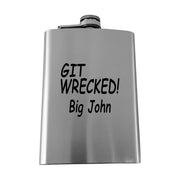 8OZ PERSONALIZED - Git Wrecked Flask - BLACK, RED, STAINLESS, OR 6OZ LEATHER