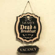 Sign - BLACK - PERSONALIZED CUSTOMIZED Dead and Breakfast - Black Halloween Door Sign