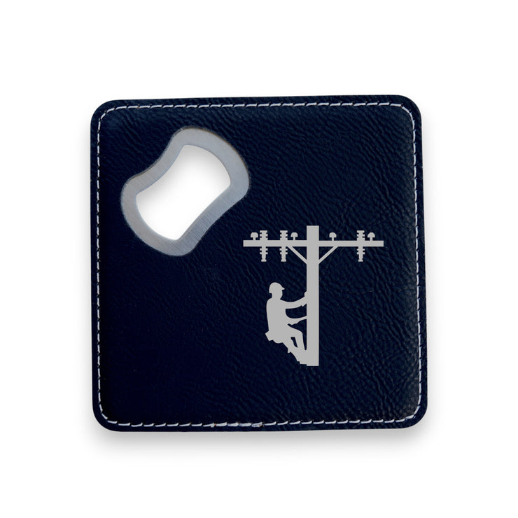 Coaster W/ BOTTLE OPENER - Lineman - SET OF 2