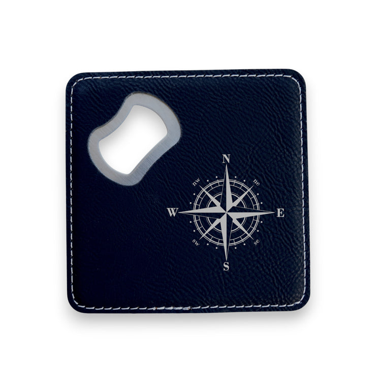 Coaster W/ BOTTLE OPENER - Compass Rose - SET OF 2