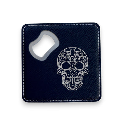 Coaster W/ BOTTLE OPENER - Sugar Skull - SET OF 2