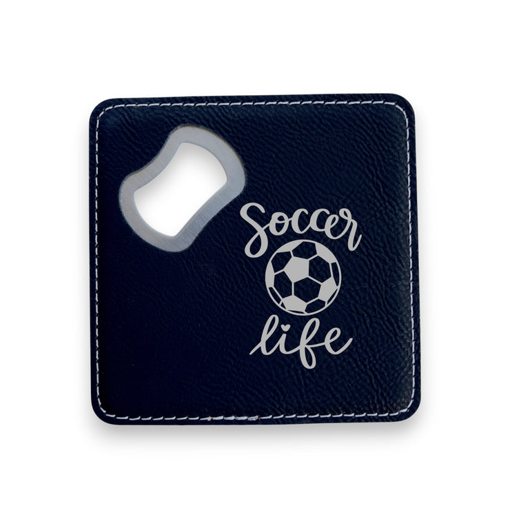 Coaster W/ BOTTLE OPENER - Soccer LIfe - SET OF 2