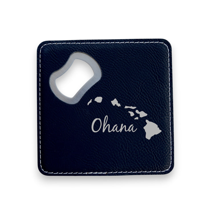 Coaster W/ BOTTLE OPENER - Ohana (Family) - SET OF 2