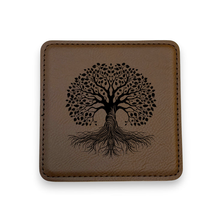 Coaster - Celtic Tree of Life - SET OF 2 - Leather or Stitched Cork