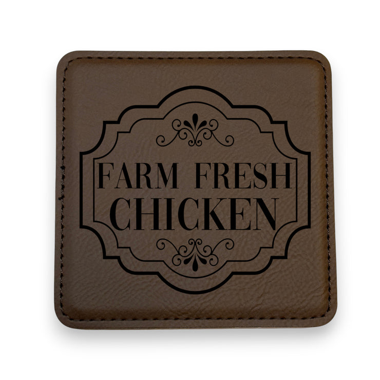 Coaster - Farm Fresh Chicken - SET OF 2 - Leather or Stitched Cork