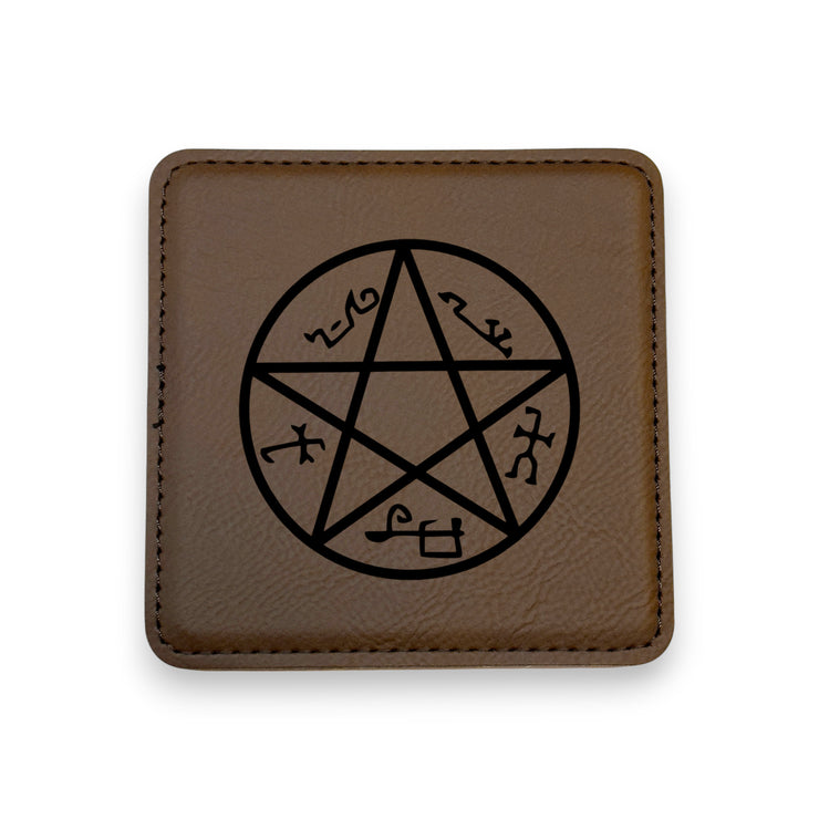 Coaster - Demon Trap - SET OF 2 - Leather or Stitched Cork