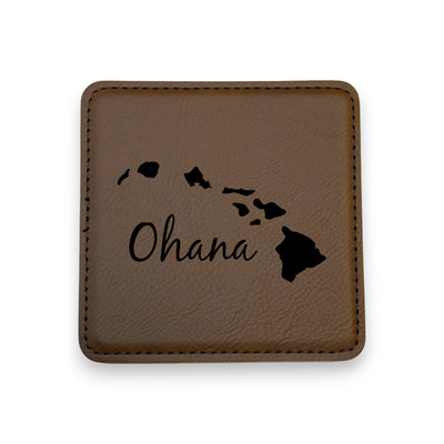 Coaster - Ohana (Family) Hawaii - SET OF 2 - Leather or Stitched Cork