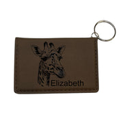 Keychain ID Holder Wallet - PERSONALIZED Giraffe - Leather