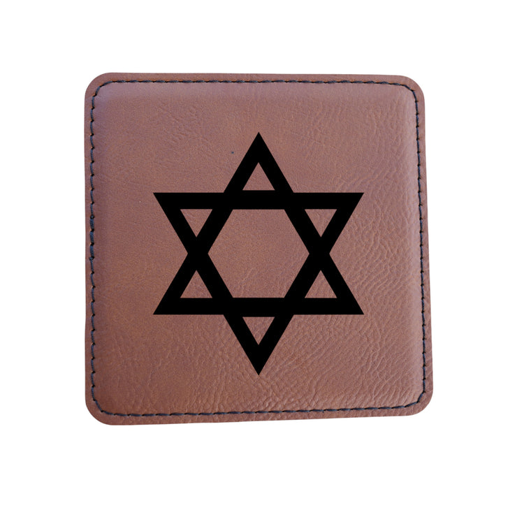 Coaster - Star of David - SET OF 2 - Leather or Stitched Cork