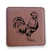 Coaster - Chicken - SET OF 2 - Leather or Stitched Cork