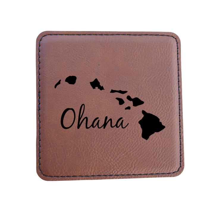 Coaster - Ohana (Family) Hawaii - SET OF 2 - Leather or Stitched Cork