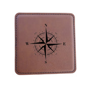 Coaster - Compass Rose - SET OF 2 - Leather or Stitched Cork