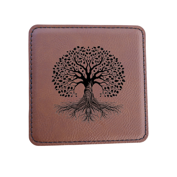 Coaster - Celtic Tree of Life - SET OF 2 - Leather or Stitched Cork