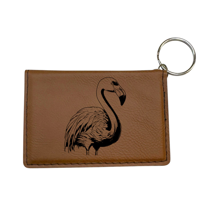 Keychain ID Holder Wallet - Flamingo Leather