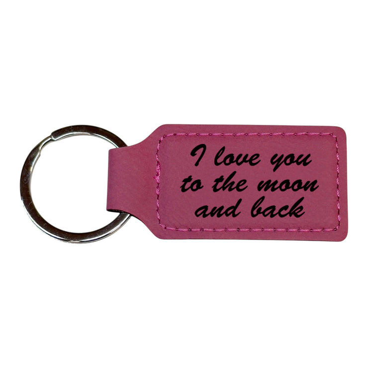 Keychain - Rectangle - I love you to the moon and back - Leather