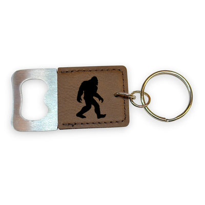 Keychain - Bottle Opener - Bigfoot Sasquatch - Leather