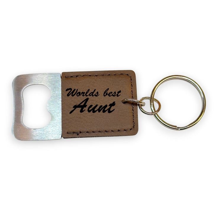 Keychain - Bottle Opener - Worlds best Aunt - Leather