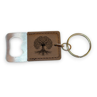 Keychain - Bottle Opener - Celtic Tree of Life - Leather