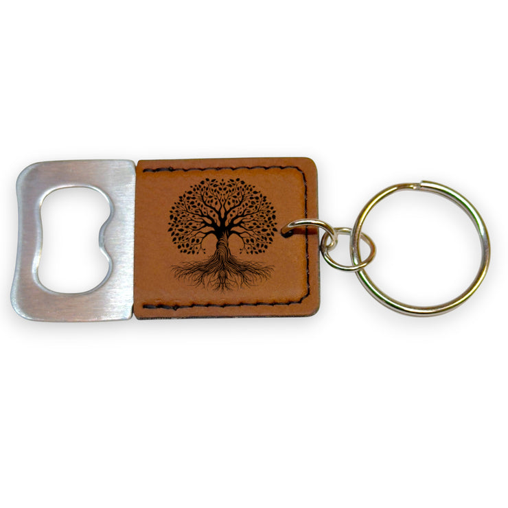 Keychain - Bottle Opener - Celtic Tree of Life - Leather