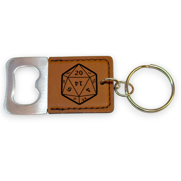 Keychain - Bottle Opener - D20 - Leather