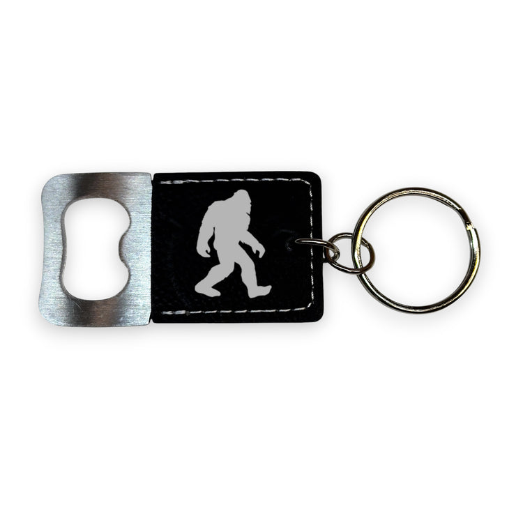 Keychain - Bottle Opener - Bigfoot Sasquatch - Leather