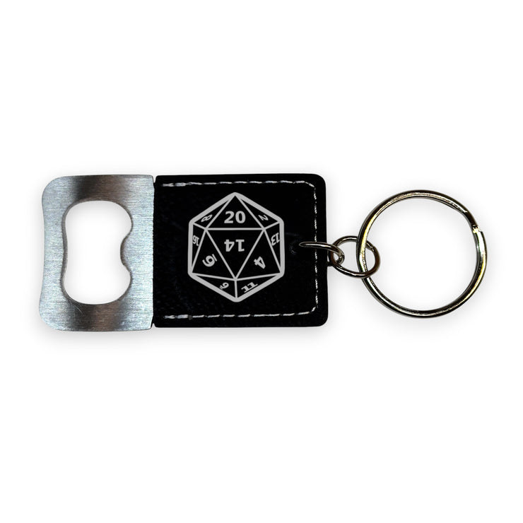 Keychain - Bottle Opener - D20 - Leather