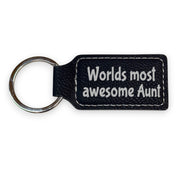 Keychain - Rectangle - Worlds Most awesome Aunt - Leather