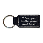 Keychain - Rectangle - I love you to the moon and back - Leather