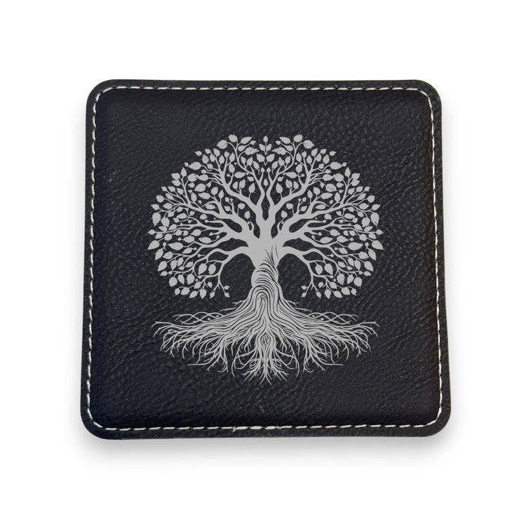 Coaster - Celtic Tree of Life - SET OF 2 - Leather or Stitched Cork