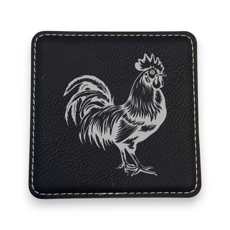 Coaster - Chicken - SET OF 2 - Leather or Stitched Cork