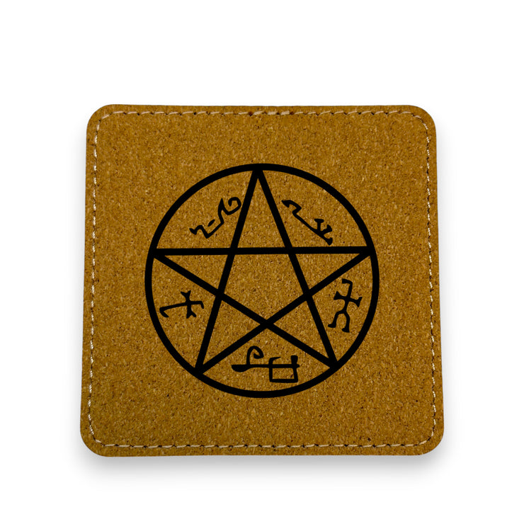 Coaster - Demon Trap - SET OF 2 - Leather or Stitched Cork