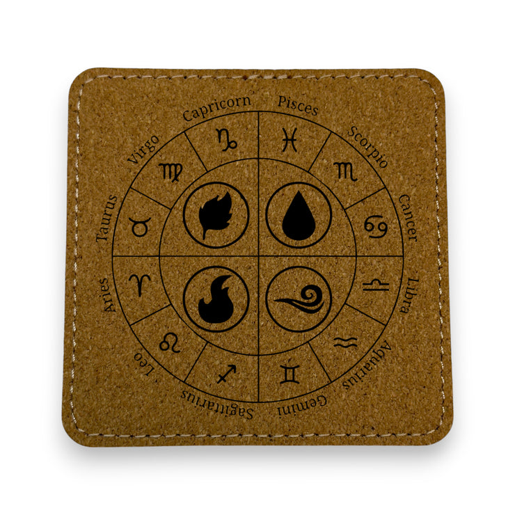 Coaster - Zodiac Elements - SET OF 2 - Leather or Stitched Cork