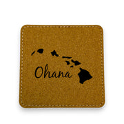 Coaster - Ohana (Family) Hawaii - SET OF 2 - Leather or Stitched Cork