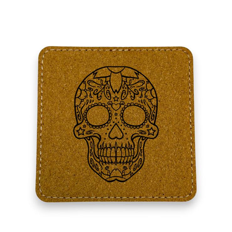 Coaster - Sugar Skull - SET OF 2 - Leather or Stitched Cork