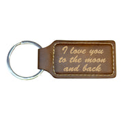 Keychain - Rectangle - I love you to the moon and back - Leather