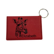 Keychain ID Holder Wallet - PERSONALIZED Giraffe - Leather