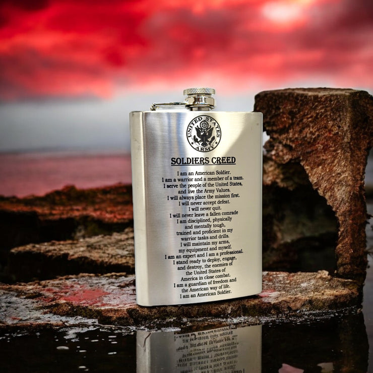 8oz Soldiers Creed Flask Stainless Steel