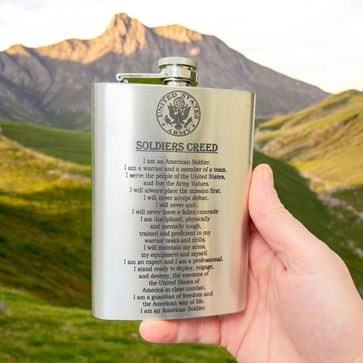 8oz Soldiers Creed Flask Stainless Steel