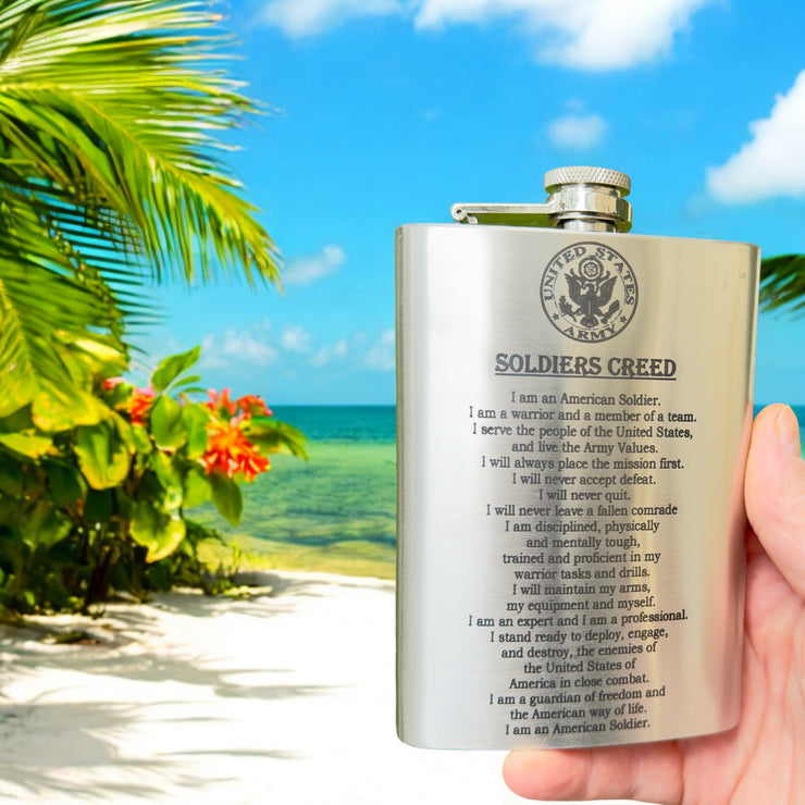 8oz Soldiers Creed Flask Stainless Steel