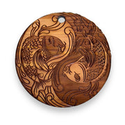 Yin Yang Koi Fish - Raw Cedar Ornament 3x3in