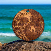 Yin Yang Koi Fish - Raw Cedar Ornament 3x3in