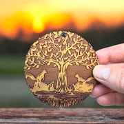 Two Squirrels and Tree of Life - Cedar Ornament