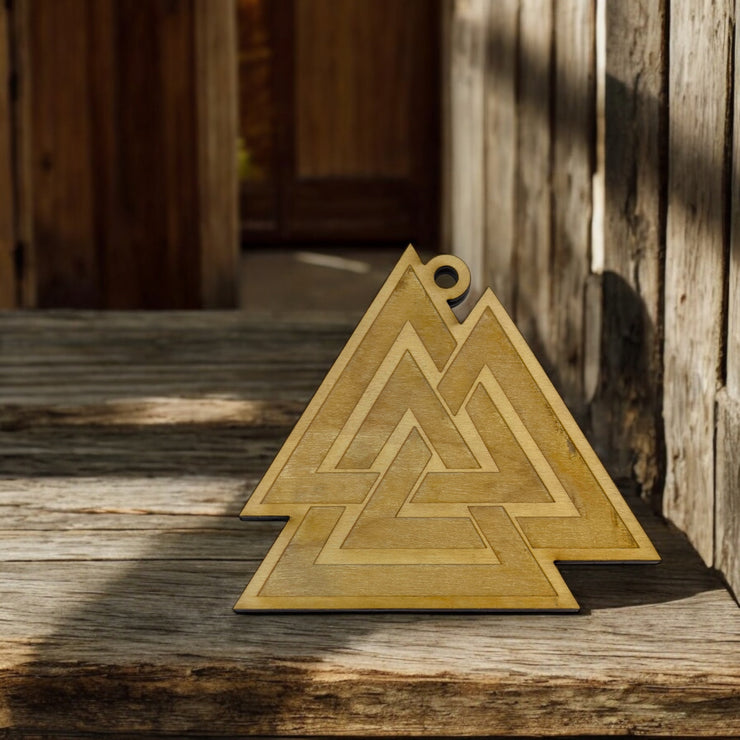 Ornament - Valknut- Raw Wood 3x3in