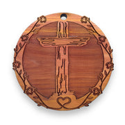 Cross and Heart - Cedar Ornament