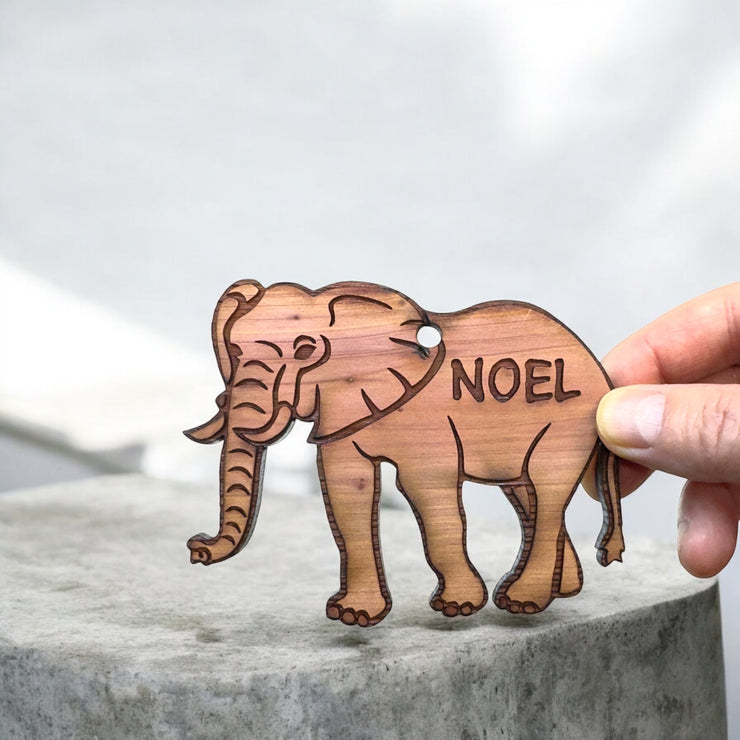 Elephant Noel - Cedar Ornament